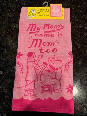 Pink Dish Towel with Playful Mom Fun Quote